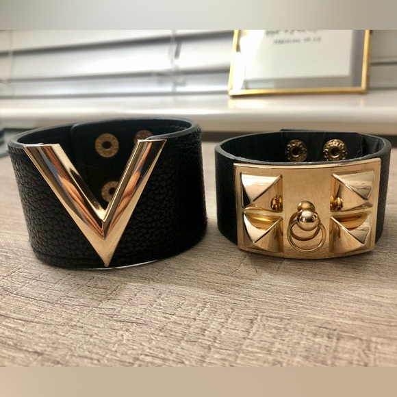 Jewelry - Black and Gold Women's Cuff Bracelet Set